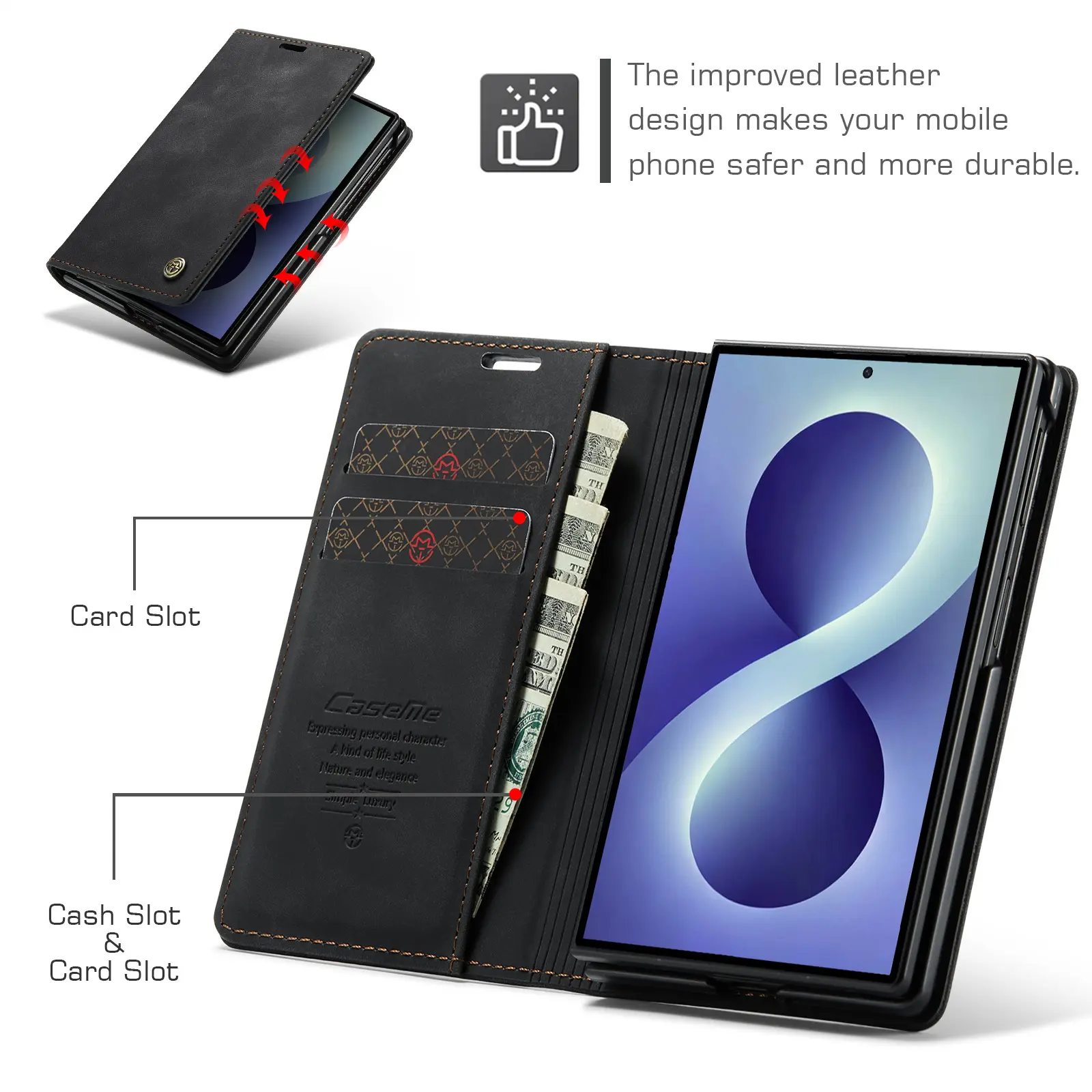 Slim Plånboksfodral Samsung Galaxy Z Fold 8 Svart