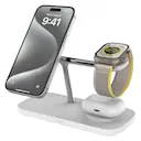 3-i-1 Qi2 MagSafe Trådløs Ladebase hvid