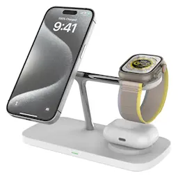 3-i-1 Qi2 MagSafe Trådløs Ladebase hvid