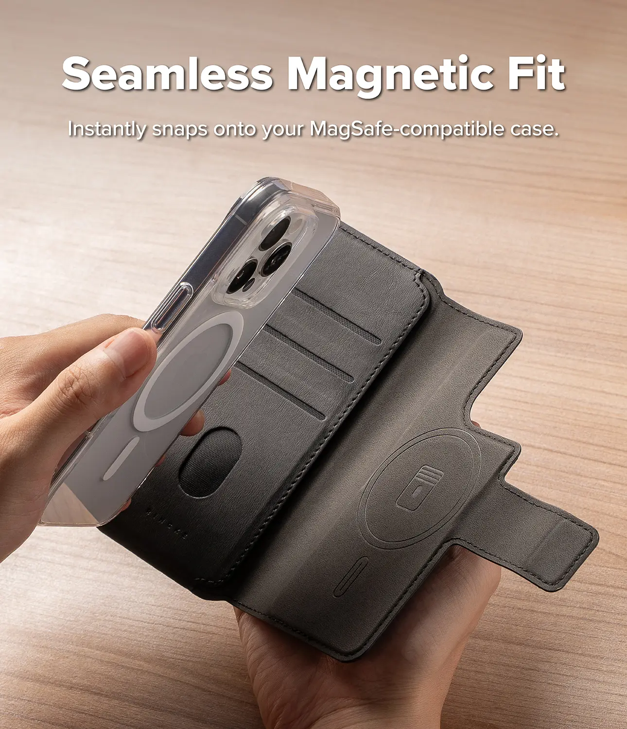 Folio Grip Wallet Magnetic iPhone 16 Pro Max Svart