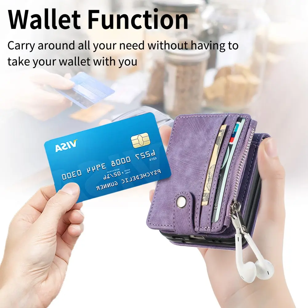Mobilfodral Multi-slot Zipper Samsung Galaxy Z Flip 7 FE Lila