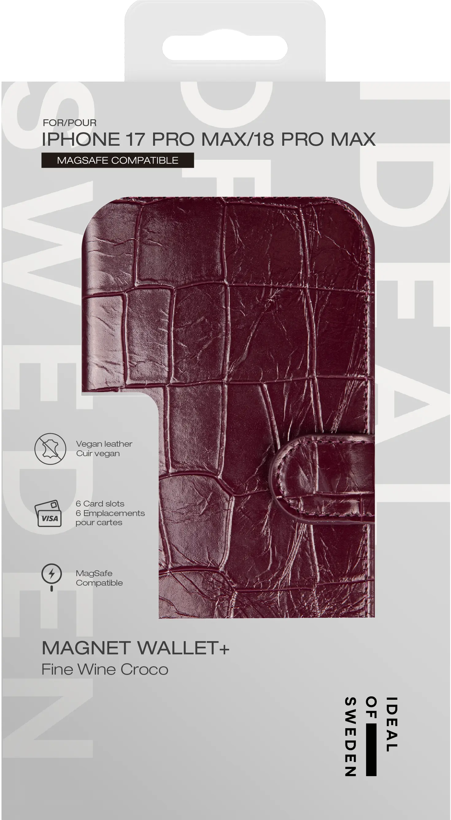 MagSafe Magnet Wallet+ iPhone 17 Pro Max Fine Wine Croco