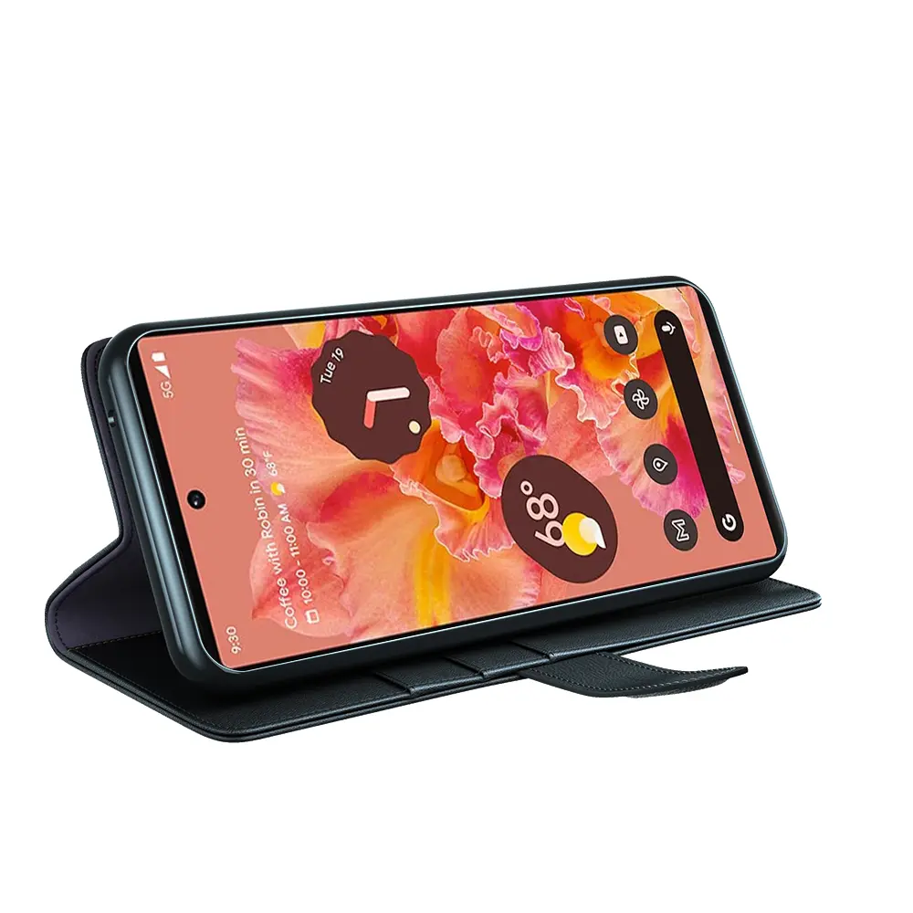 Äkta Läderfodral Google Pixel 6 Svart