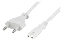 Strømkabel lige CEE 7/16 til IEC C7 1m hvid