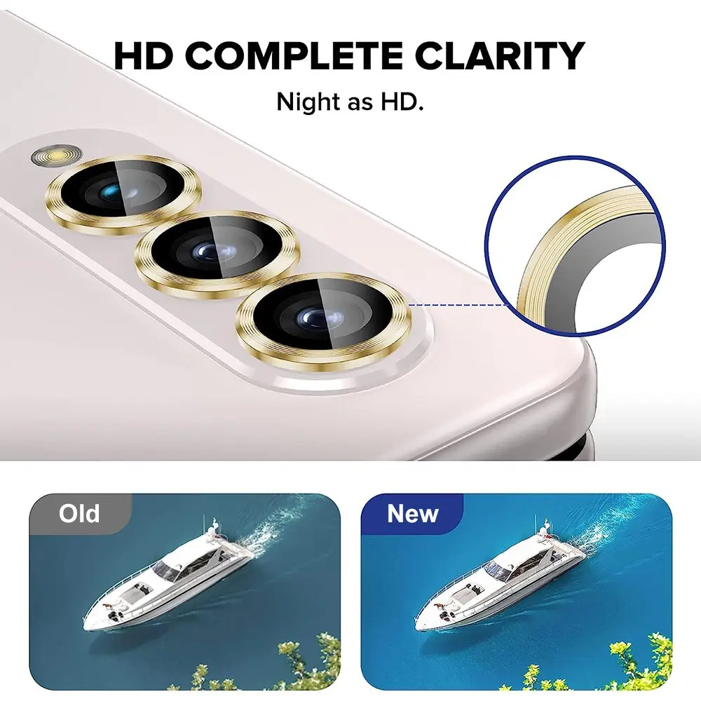 Linsskydd Aluminium + Härdat Glas Samsung Galaxy Z Fold 5 Silver