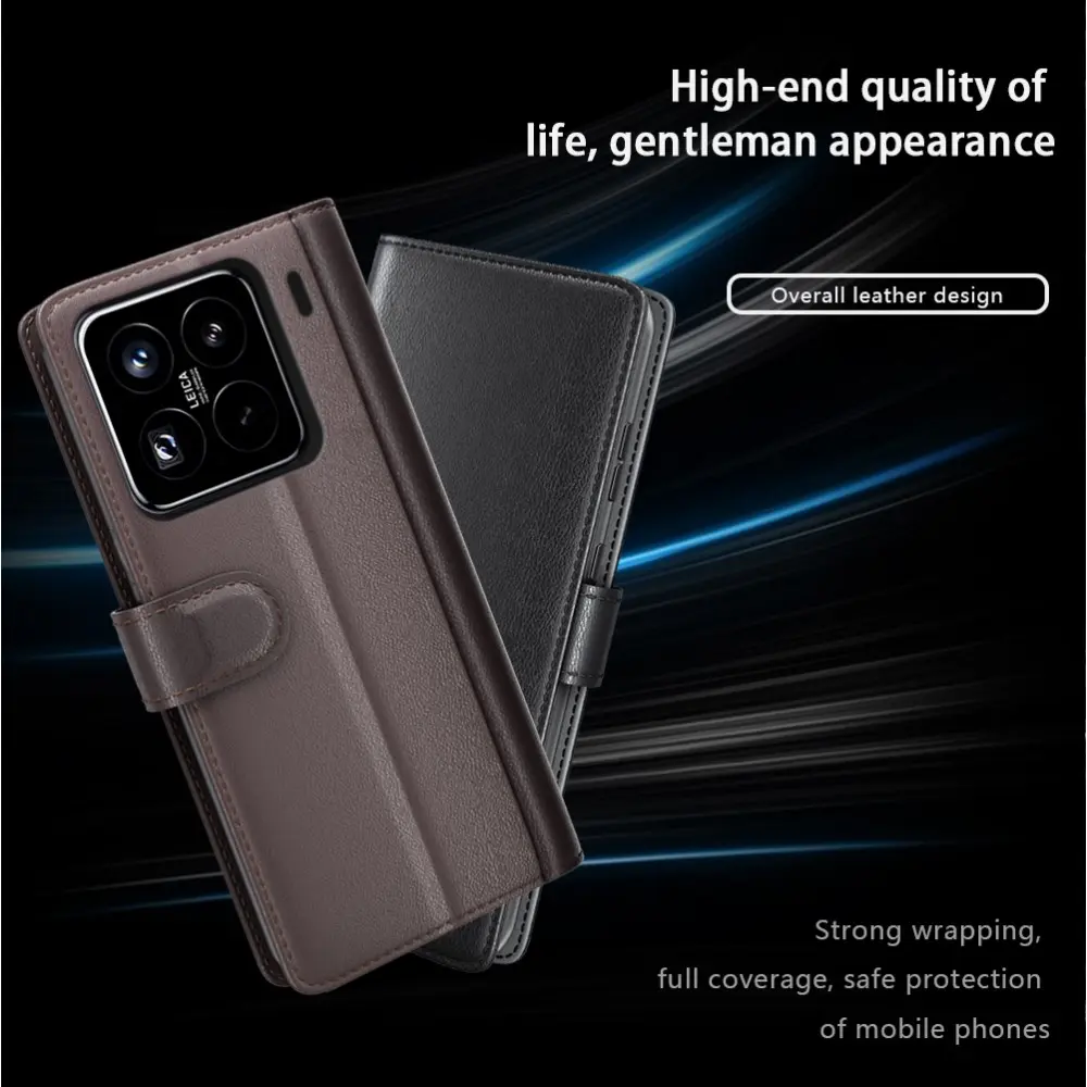 Äkta Läderfodral Xiaomi 15 Pro Svart
