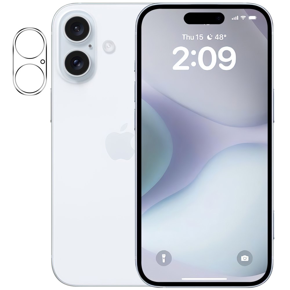 Herdet Glass Linsebeskyttelse iPhone 16 - Fulldekkende kameralinsebeskyttelse i herdet glass