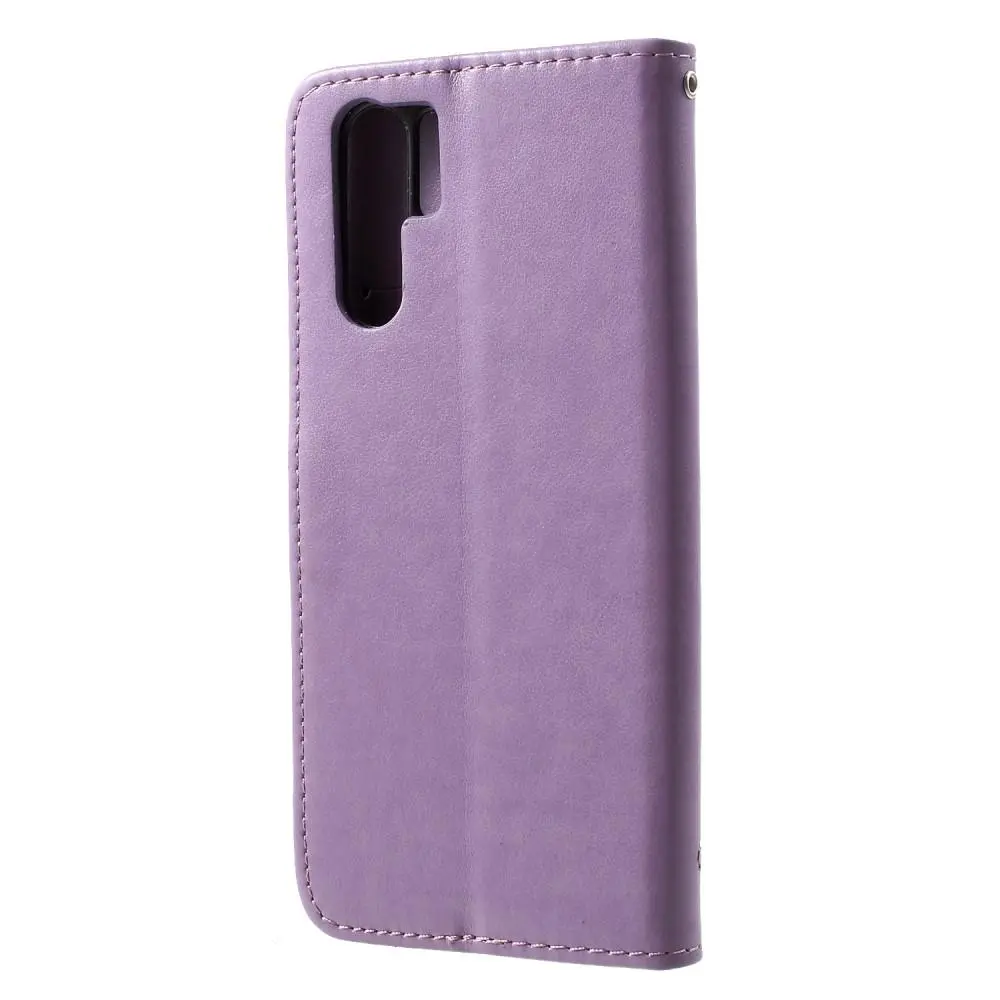 Läderfodral Fjärilar Huawei P30 Pro Lila