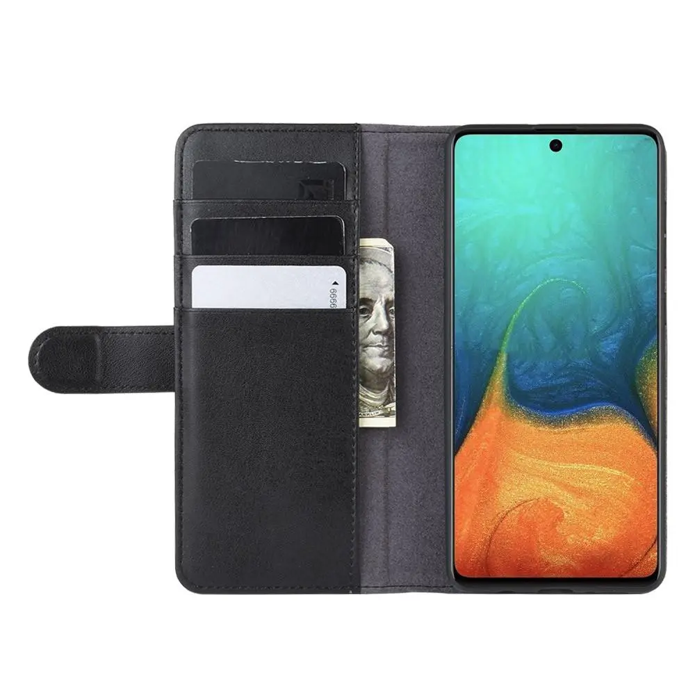 Äkta Läderfodral Samsung Galaxy A71 Svart