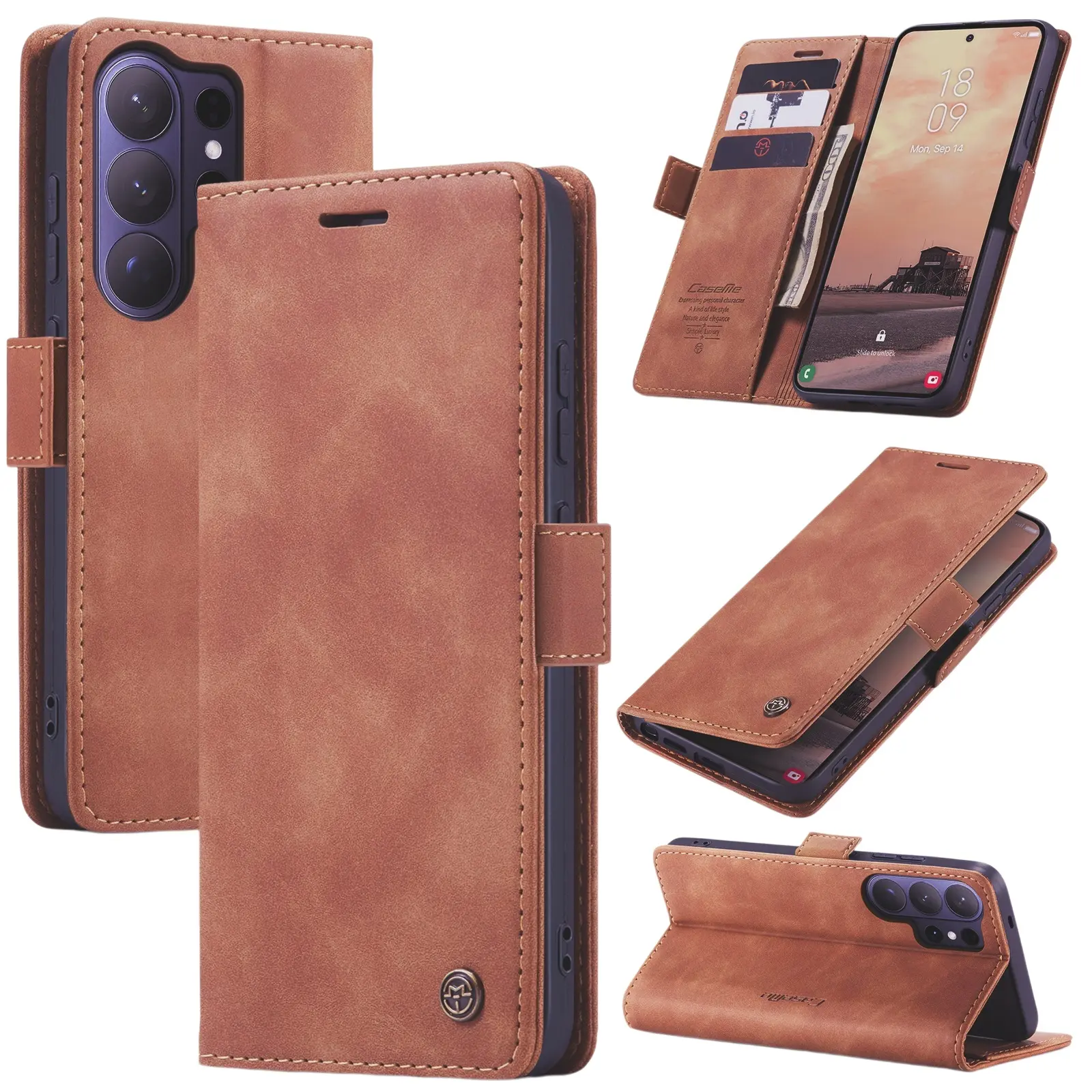 Samsung Galaxy S26 Ultra Slimmat plånboksfodral, Brun