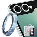 Linsskydd Aluminium + Härdat Glas Samsung Galaxy Z Flip 8 Blå
