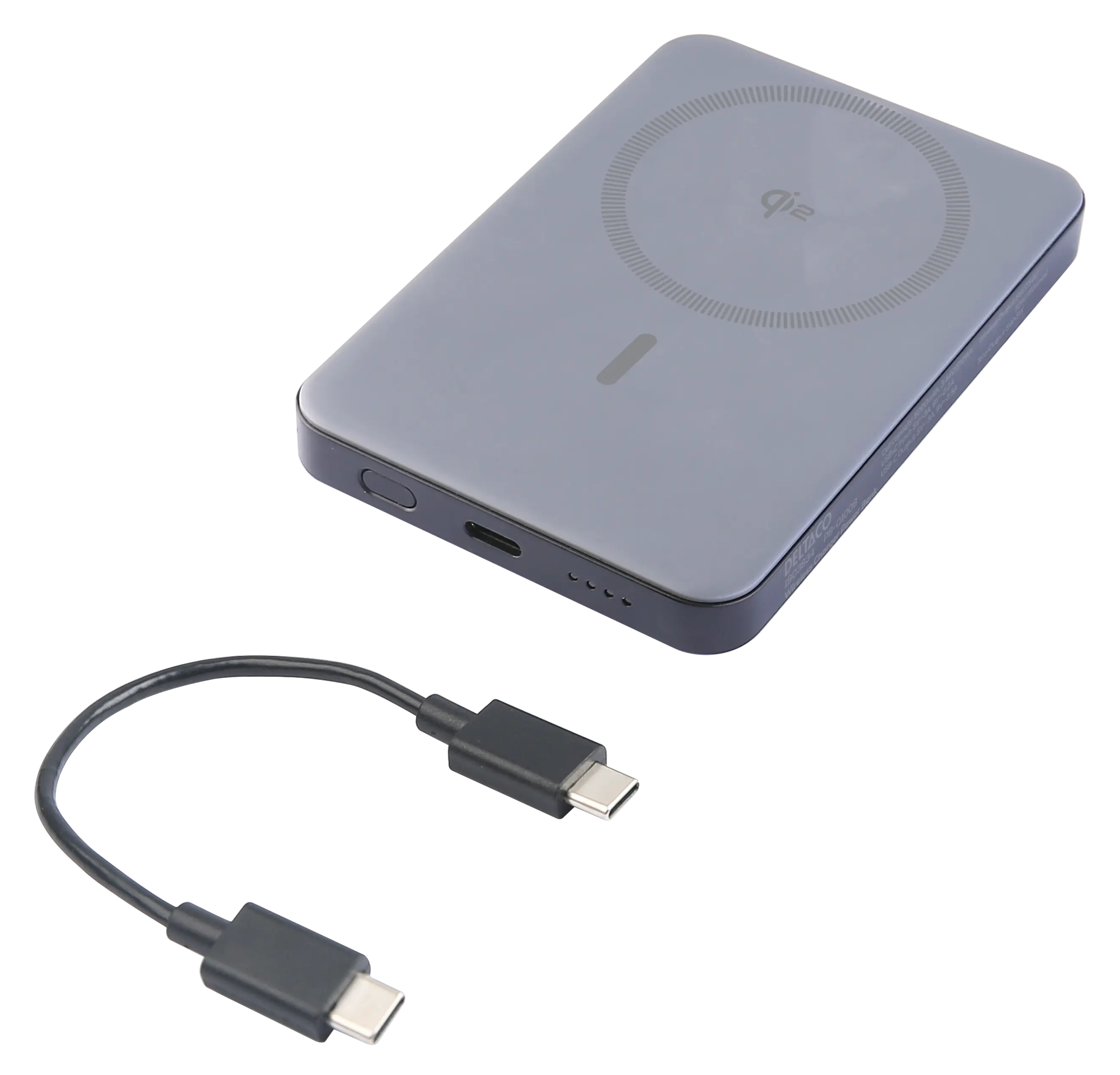 Magnetisk trådlös Qi2 powerbank med stativ PD 20W 5000 mAh Grå