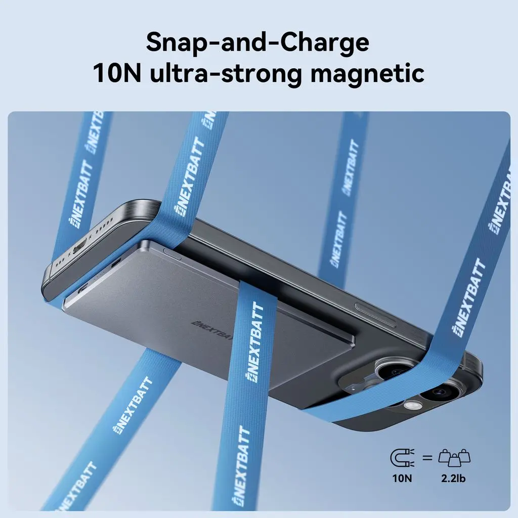 Trådlös Magnetisk Ultra Slim Powerbank 5000mAh 20W Svart
