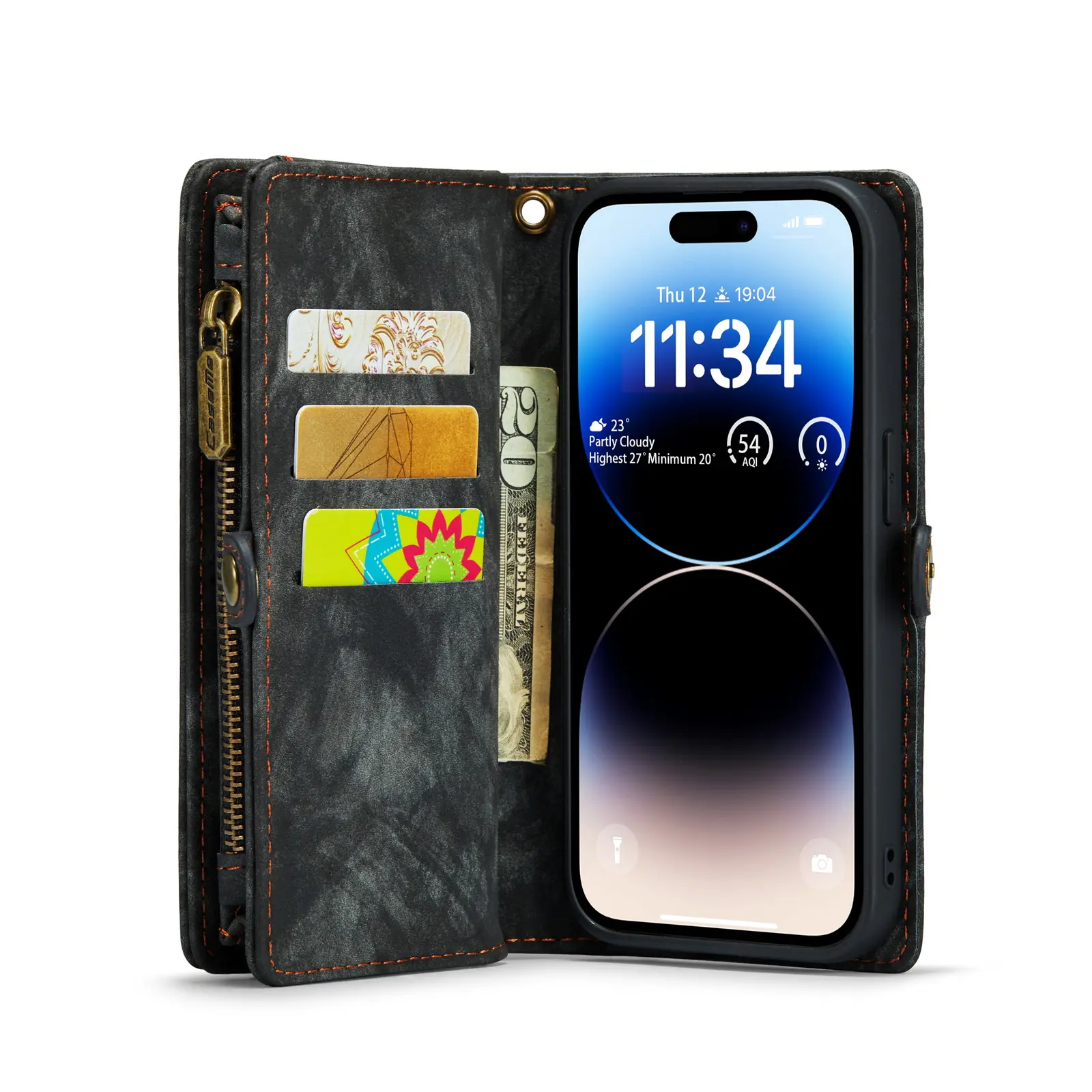Multi-slot Plånboksfodral iPhone 14 Pro Grå