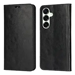 Samsung Galaxy S26 Smidigt mobiletui i ægte læder, Sort