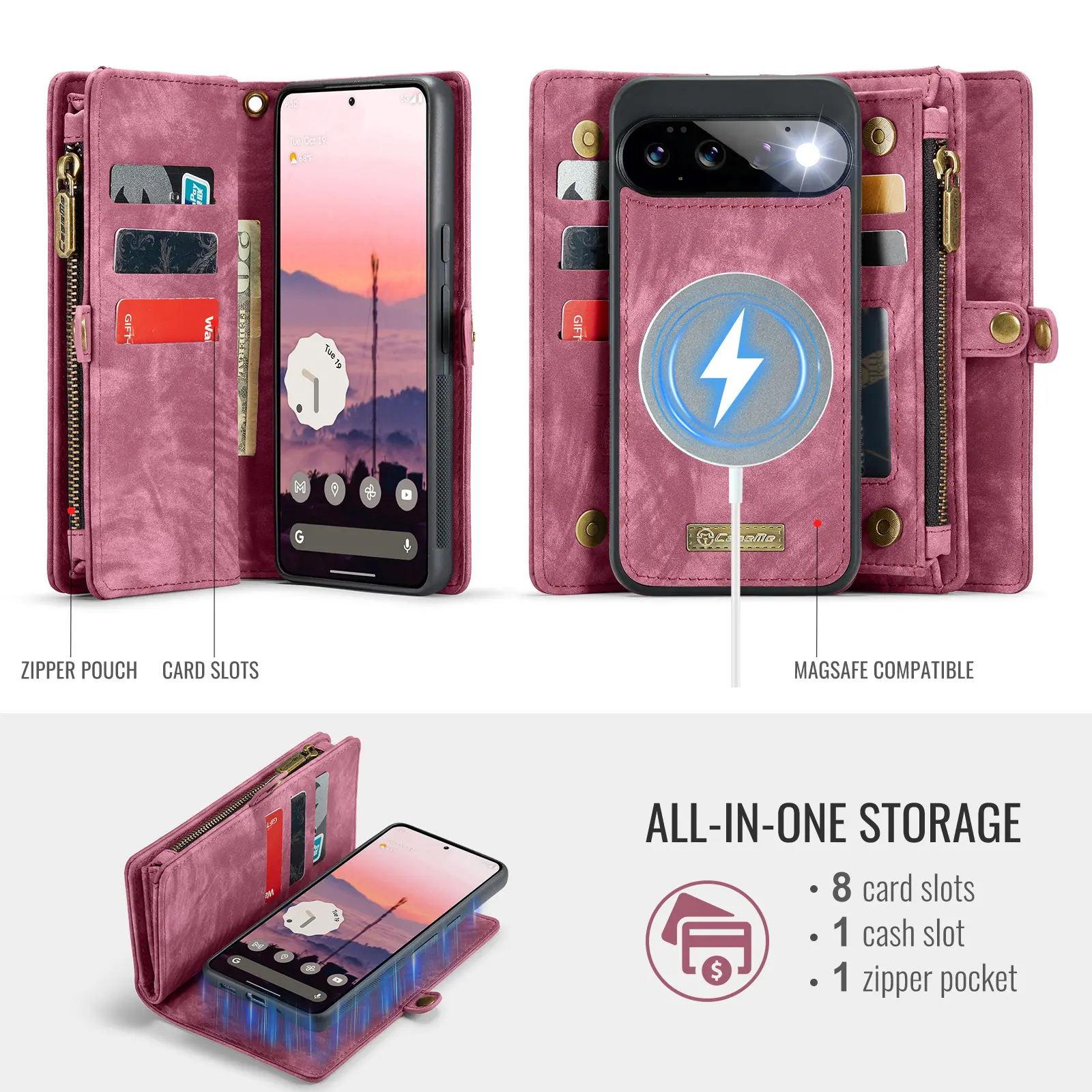 Multi-slot Plånboksfodral Google Pixel 11 Röd