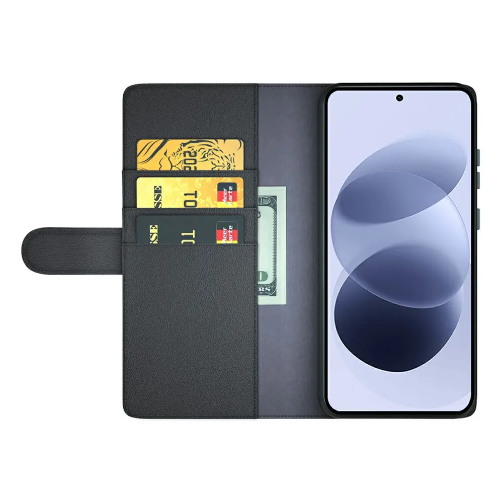 Äkta Läderfodral Xiaomi Redmi Note 17 5G Svart