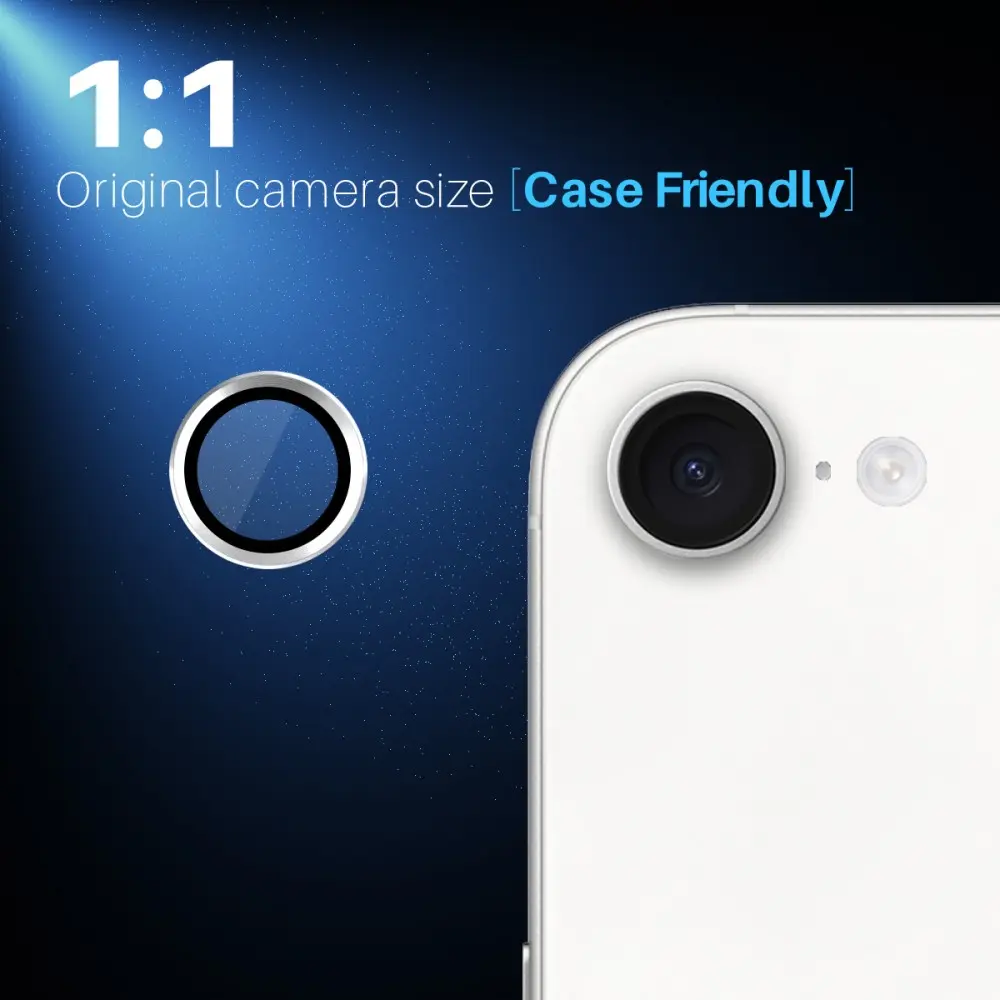 Linsskydd Härdat Glas Aluminium iPhone 17e Silver
