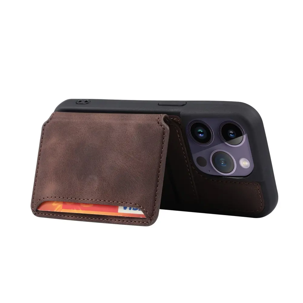 Skal Multi-slot RFID-skydd iPhone 15 Pro Max brun