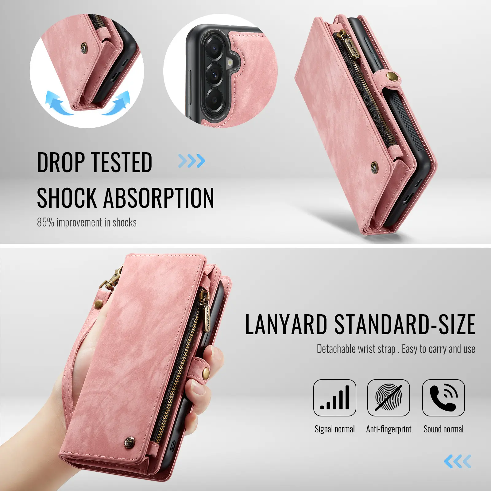 Multi-slot Plånboksfodral Samsung Galaxy A57 Rosa