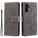 Nahkakotelo Mandala Samsung Galaxy A36 harmaa