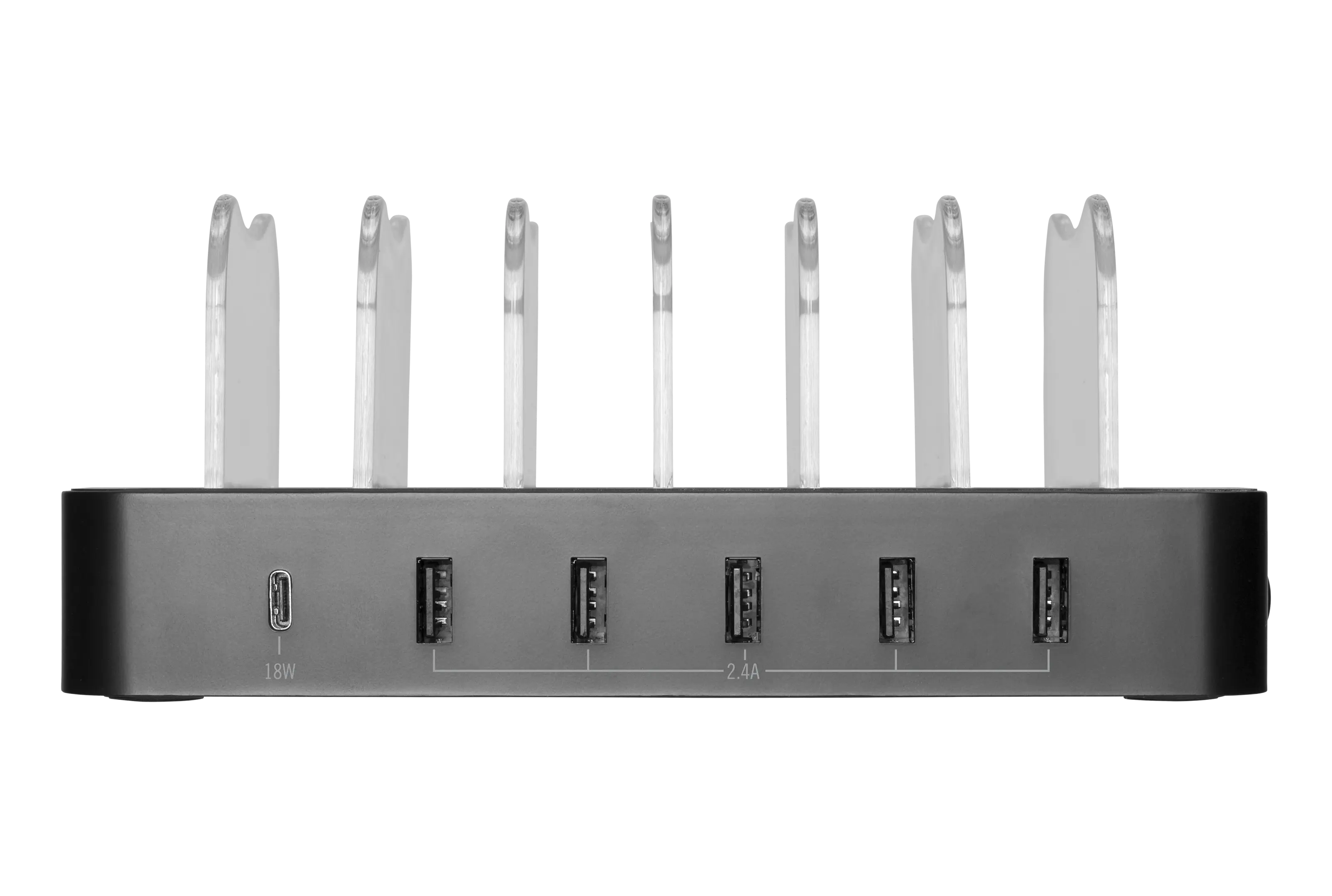 Laddningsstation 6-enheter 5x USB-A, 1x USB-C 50W svart
