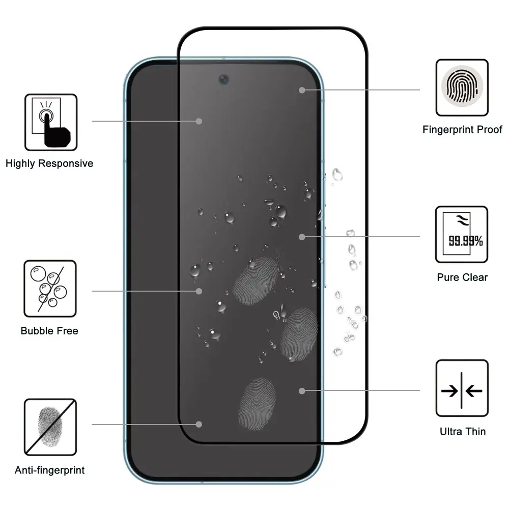 Heltäckande Härdat Glas Skärmskydd Google Pixel 9 svart