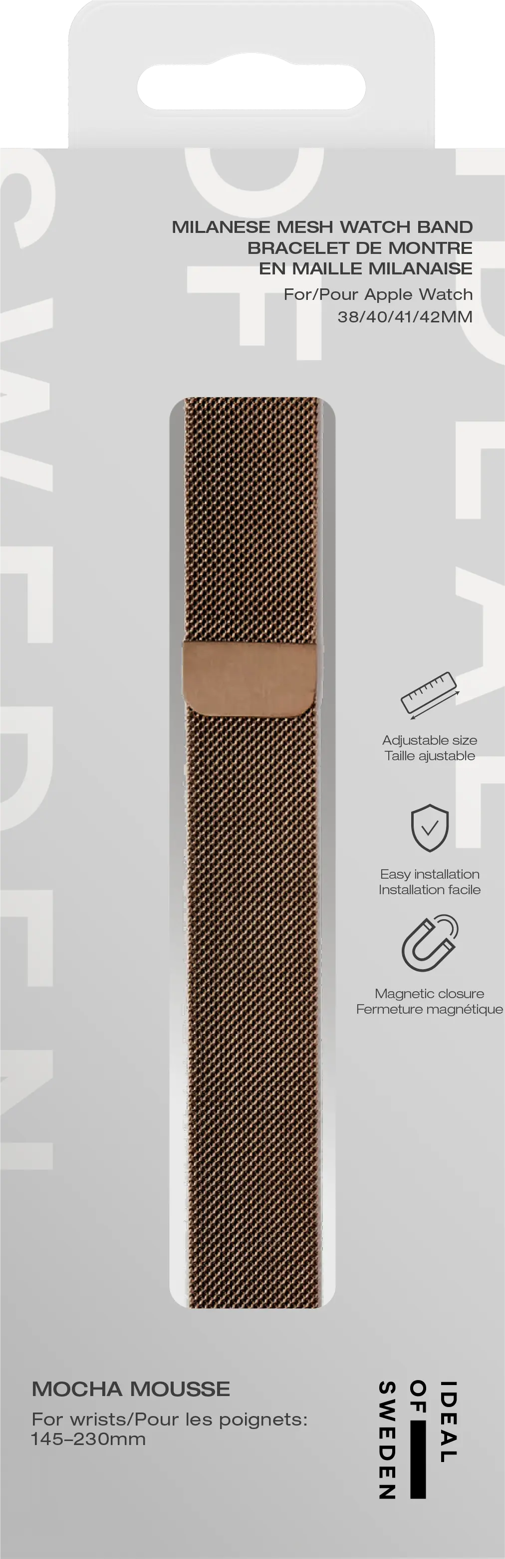 Milanese Mesh Watch Band Apple Watch Series 12 43mm Mocha Mousse