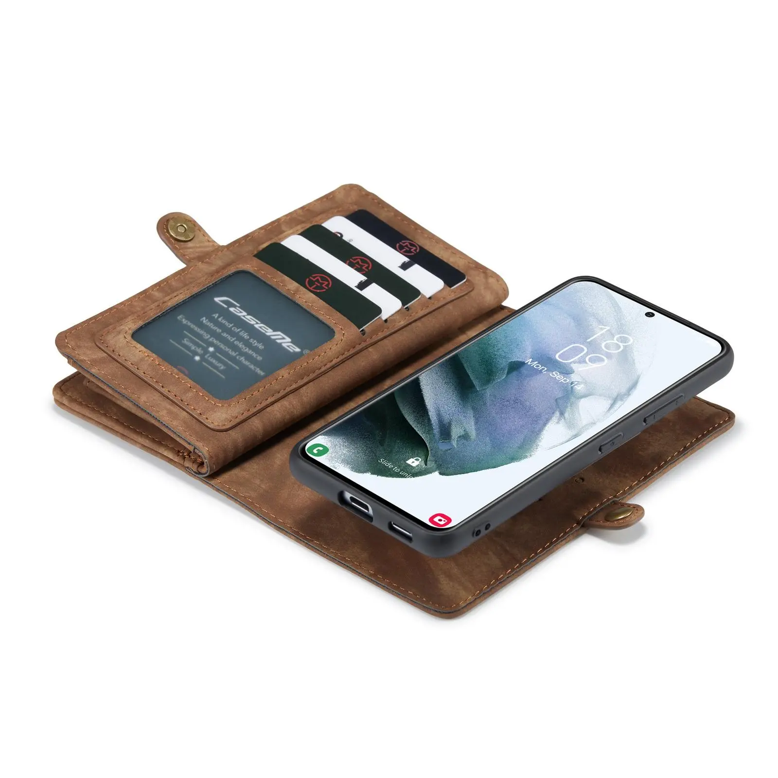 Multi-slot Plånboksfodral Samsung Galaxy S21 Ultra Brun