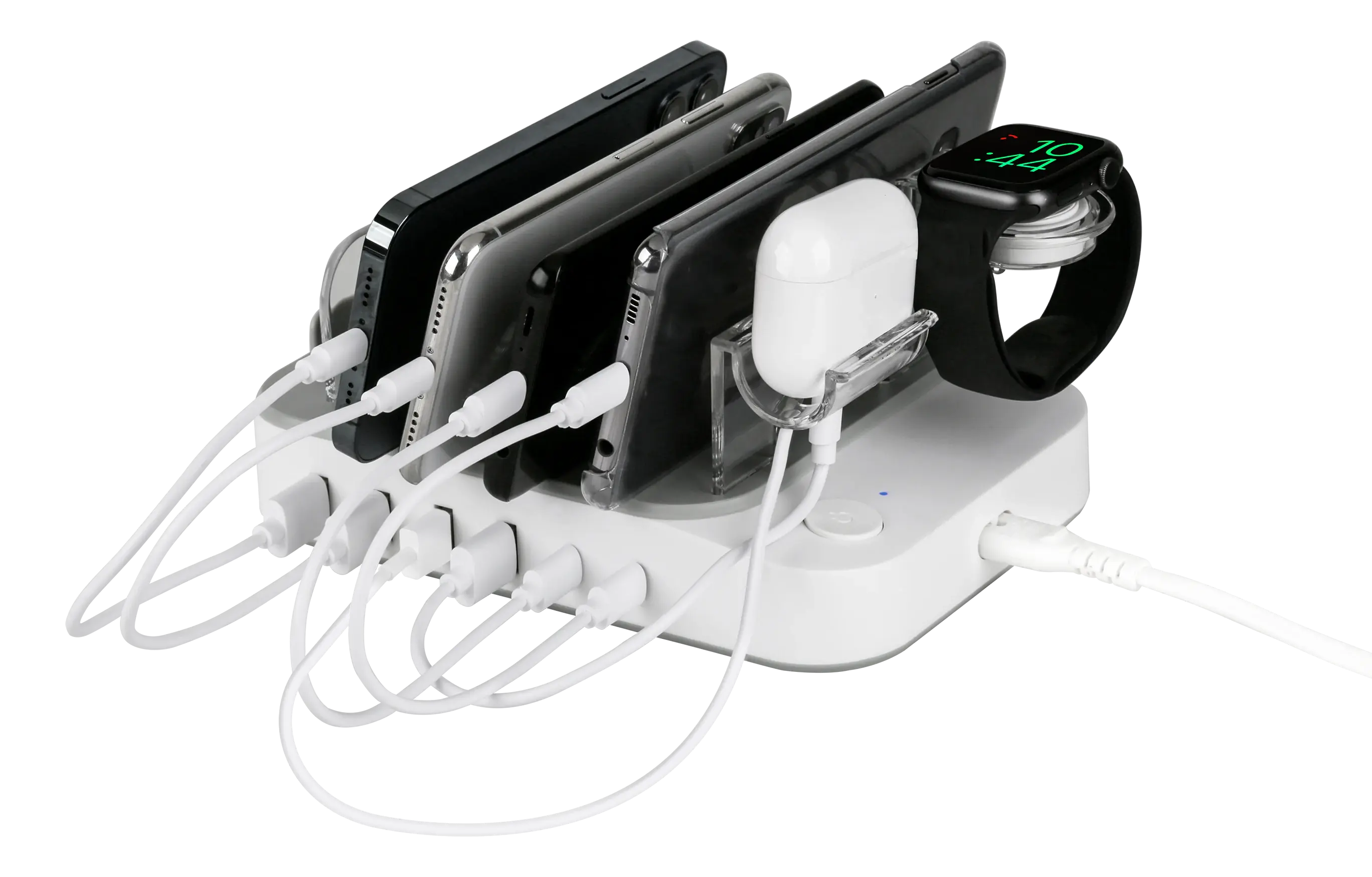 Laddningsstation för 6-enheter 4x USB-A, 2x USB-C 50W Vit