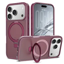 iPhone 18 Pro Magneettinen hybridikuori jalustatoiminnolla, Viininpunainen