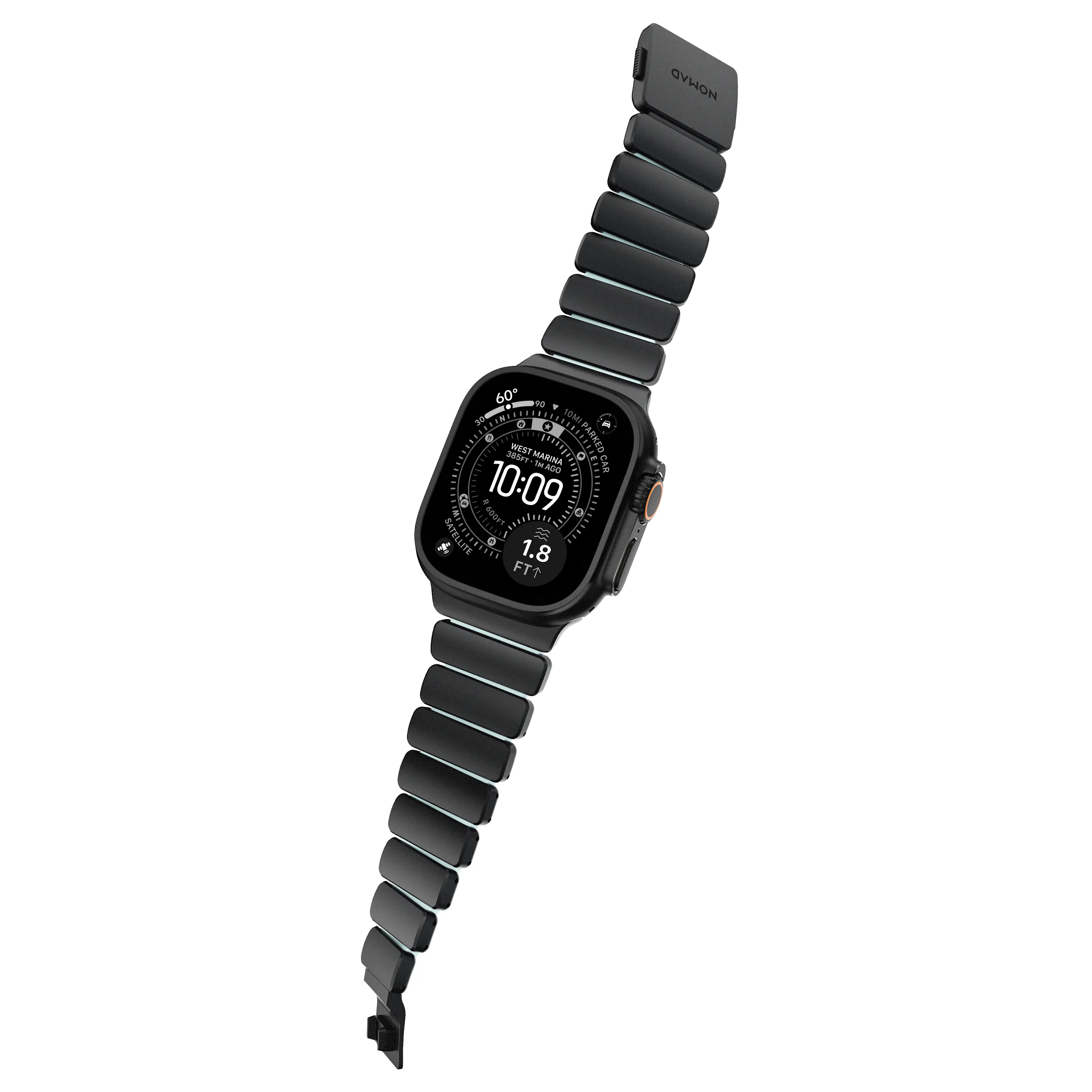 Stratos Band Apple Watch Series 10 46mm Black Titanium - Icy Blue Glow