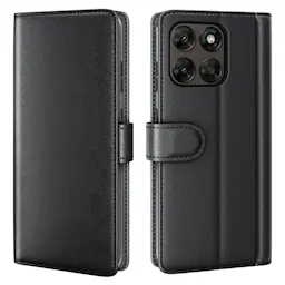 Motorola Moto G87 pungcover i ægte læder, Sort