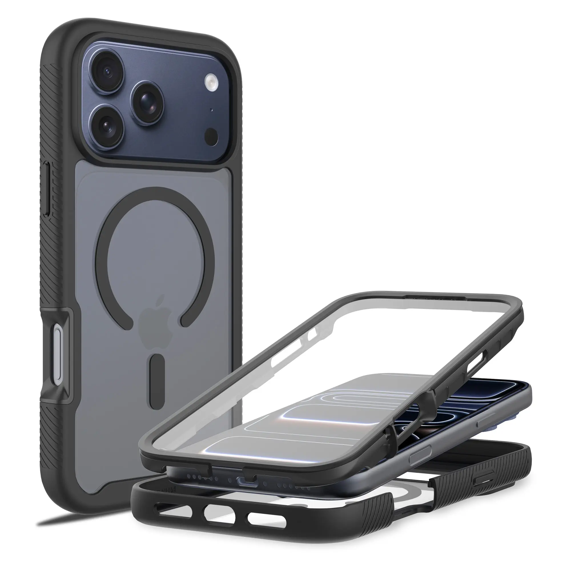 Full Protection Magnetic Case iPhone 17 Pro Max Sort/gennemsigtig