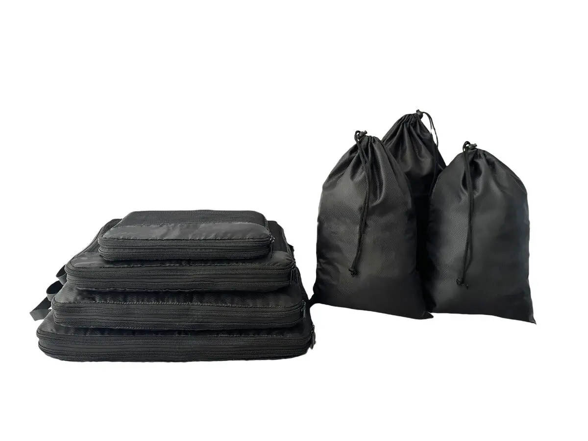 Pakkekuber til rejseopbevaring 7-pack, Sort