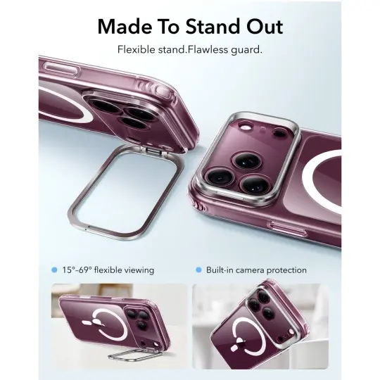 Classic Kickstand HaloLock MagSafe iPhone 17 Pro Genomskinlig