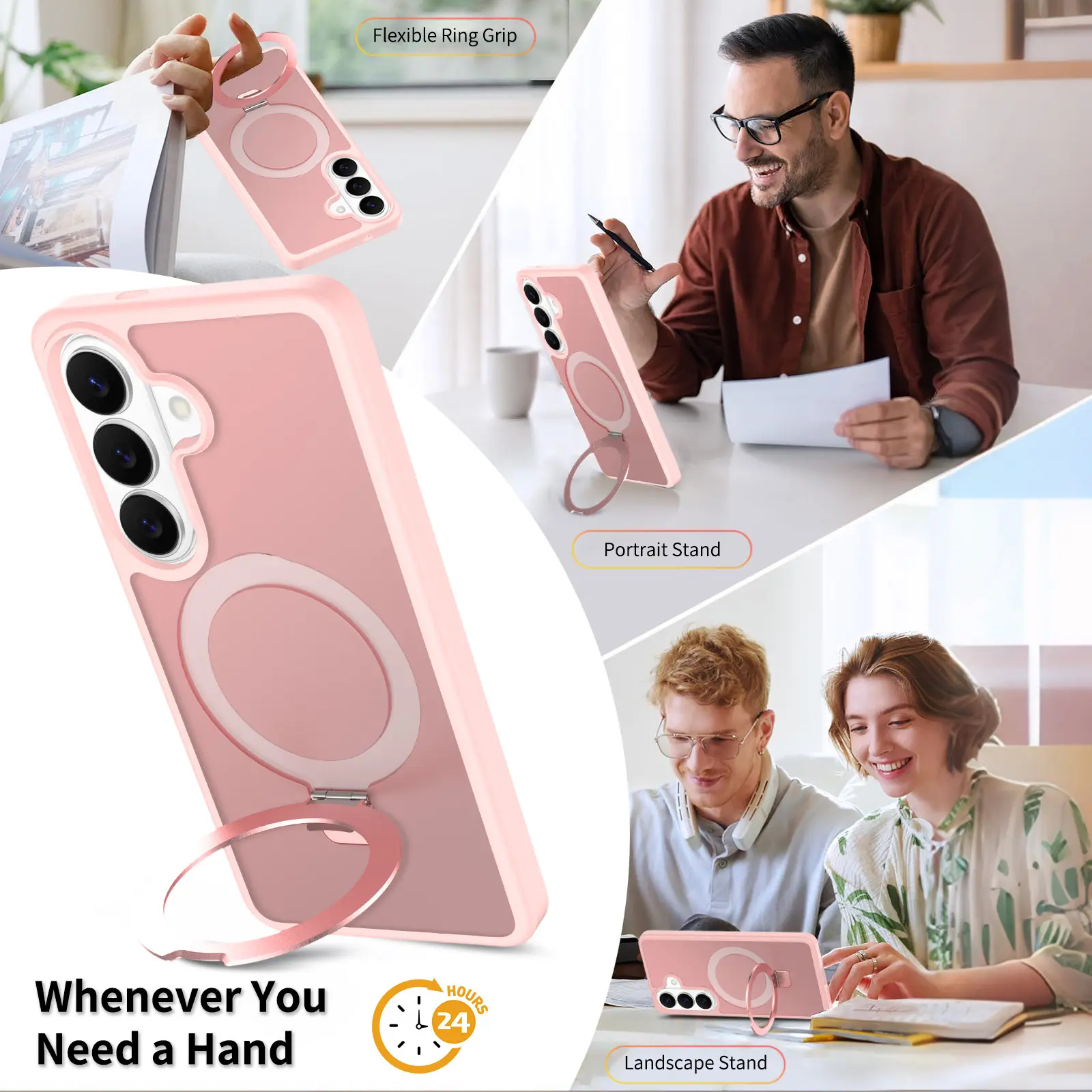 Hybridskal Magnetic Ring Samsung Galaxy A57 Rosa