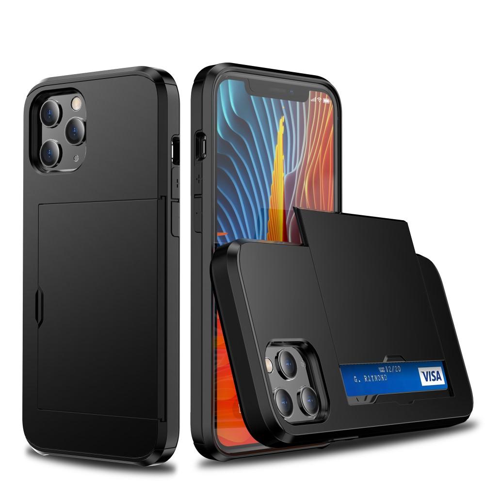 Deksel Kortholder iPhone 12 Pro Max Svart - Deksel med innebygd kortholder