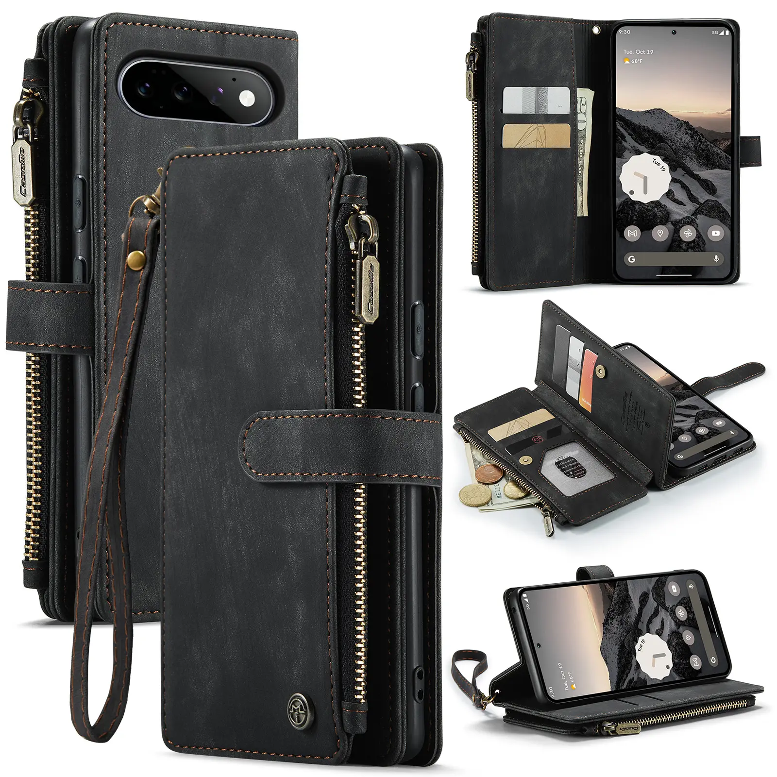 Zipper Wallet Google Pixel 11 Musta
