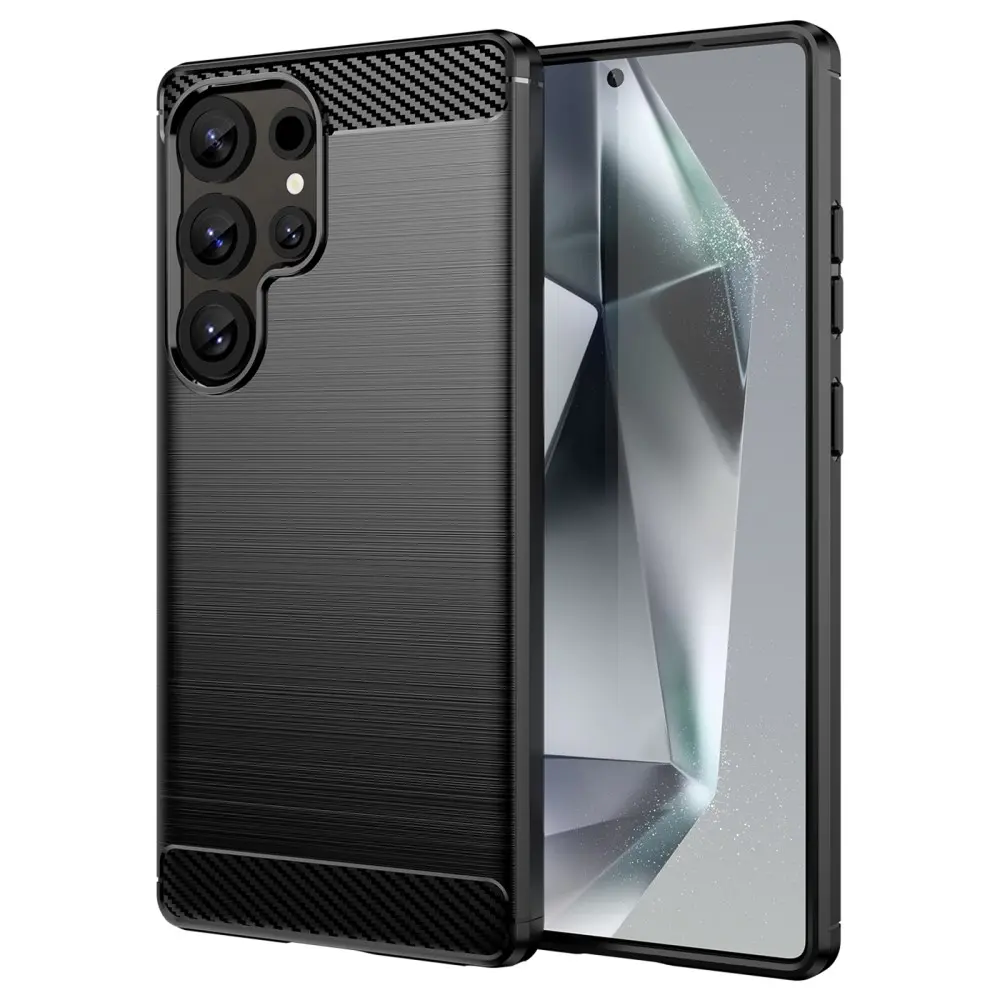 Samsung Galaxy S25 Ultra Cover TPU Brushed Sort