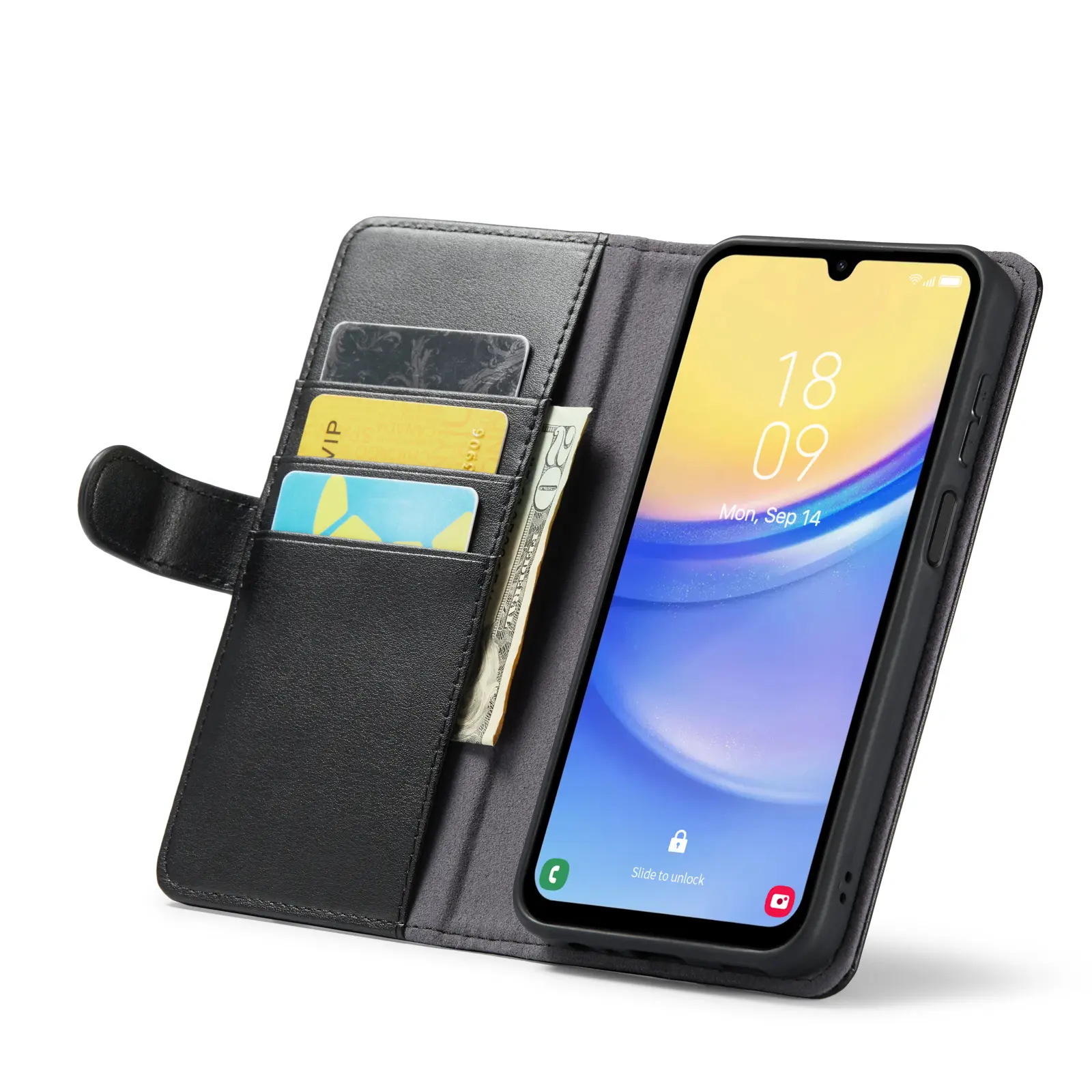Äkta Läderfodral Samsung Galaxy A25 Svart