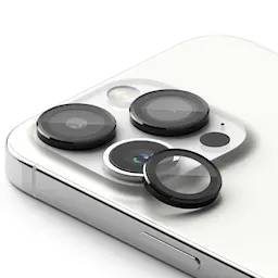 iPhone 15 Pro Linsskydd med aluminiumram, Svart