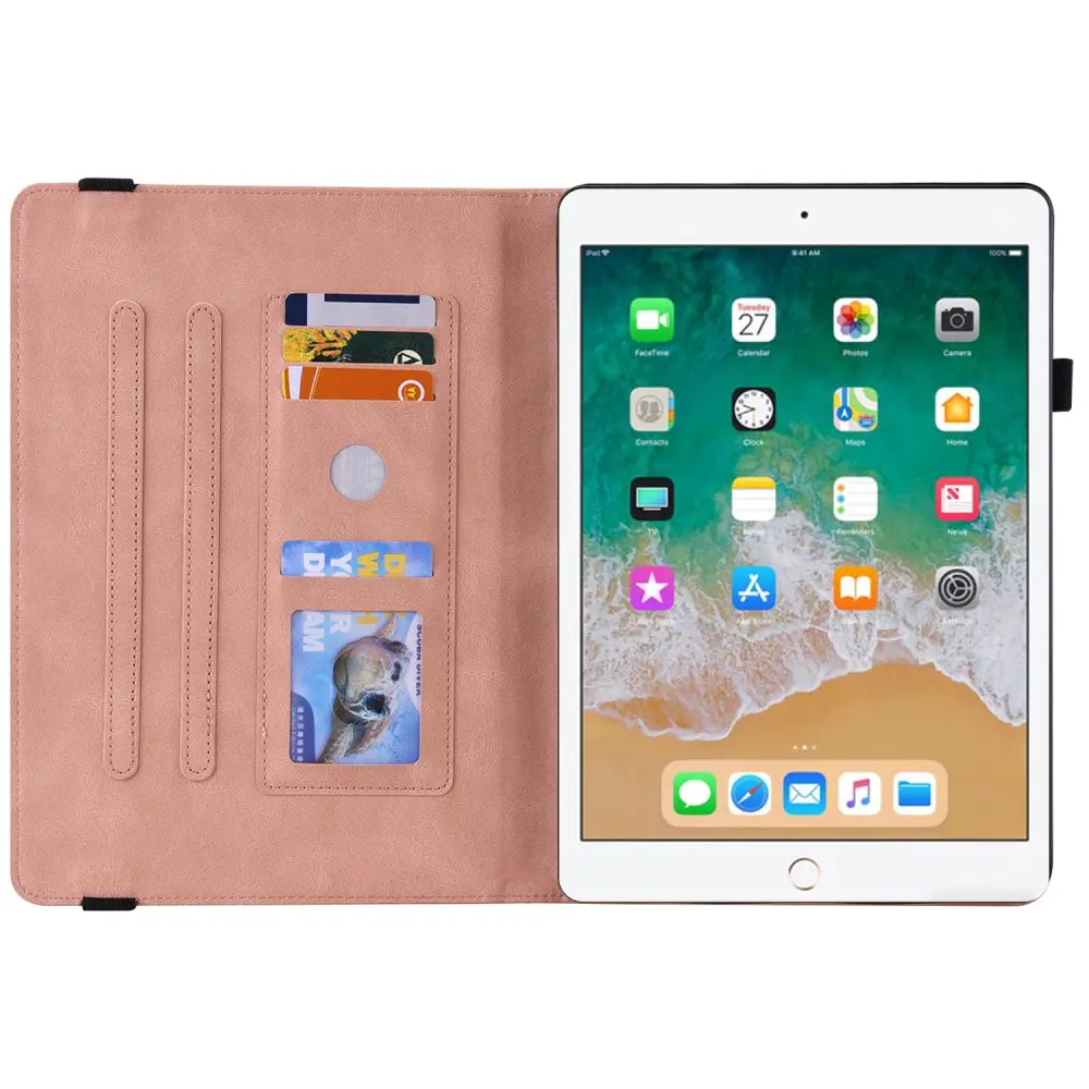 Läderfodral Fjärilar Apple iPad 9.7 5th Gen (2017) Rosa