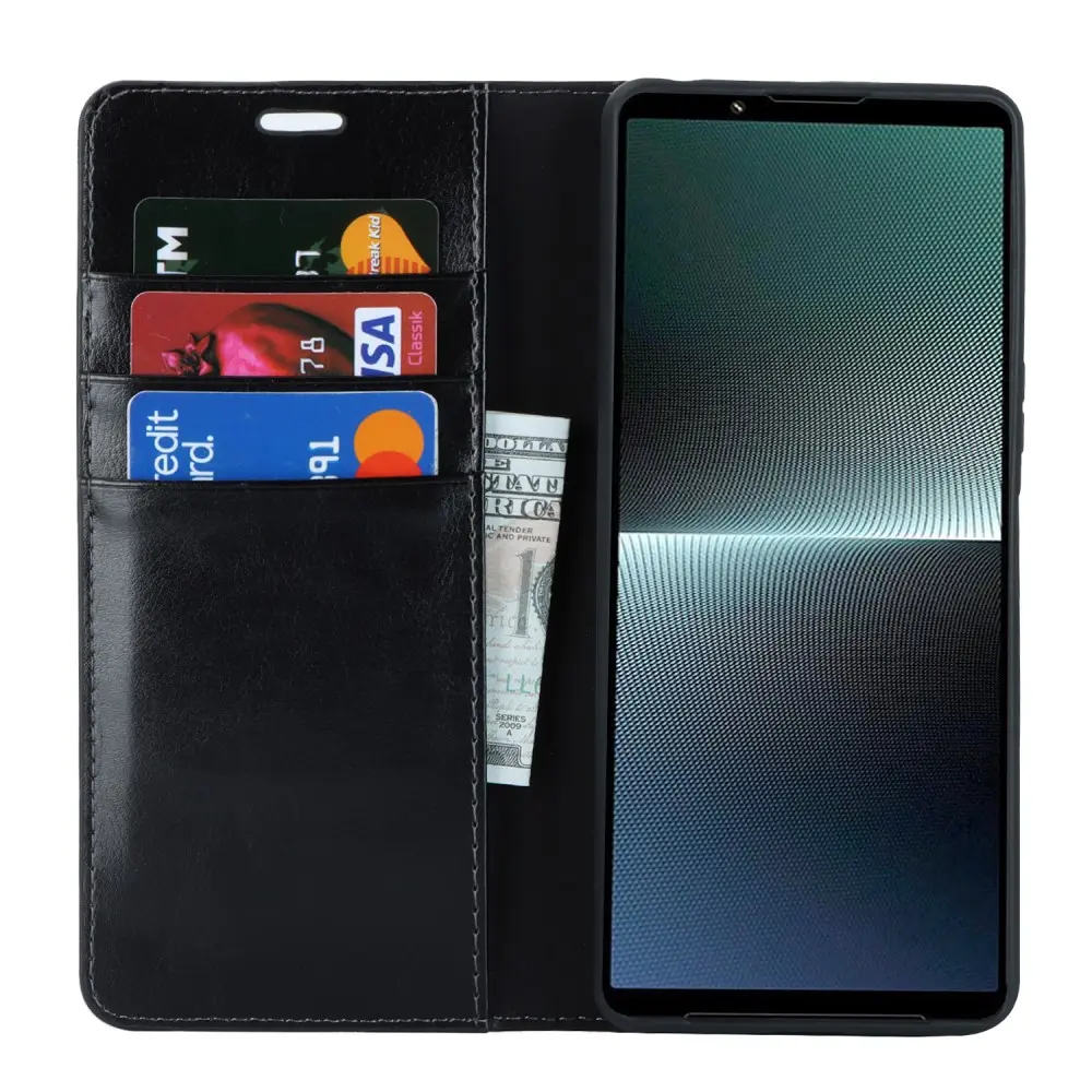 Mobilfodral Äkta Läder Sony Xperia 1 V Svart