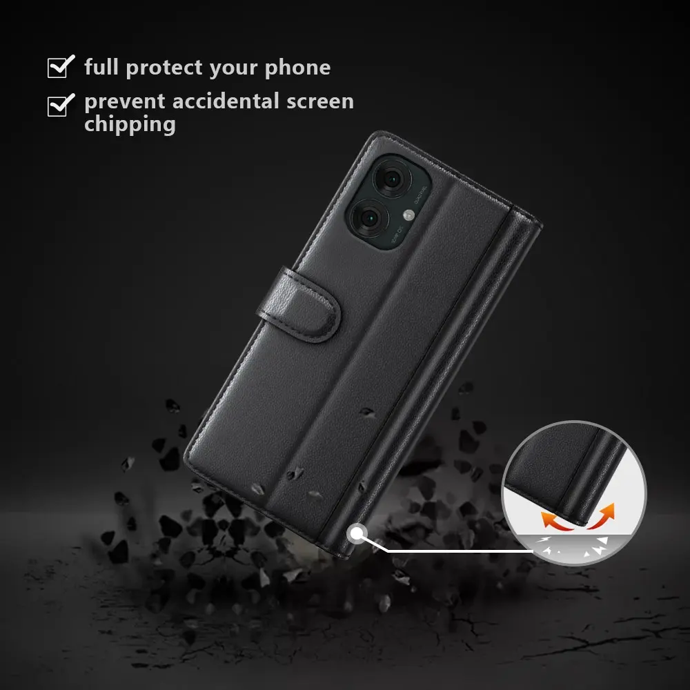 Äkta Läderfodral Motorola Moto G55 Svart