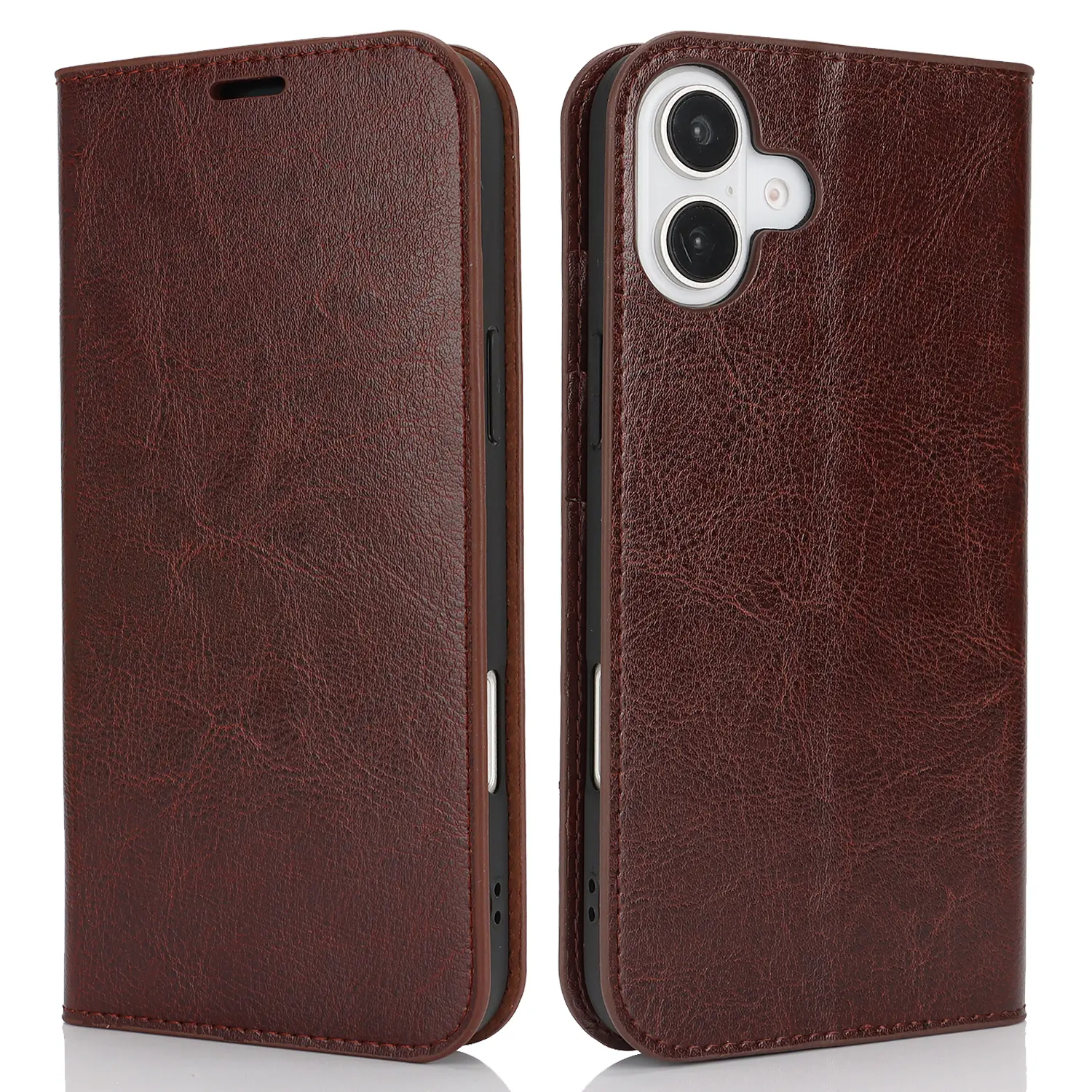 Mobilfodral Äkta Läder iPhone 16 Mörkbrun