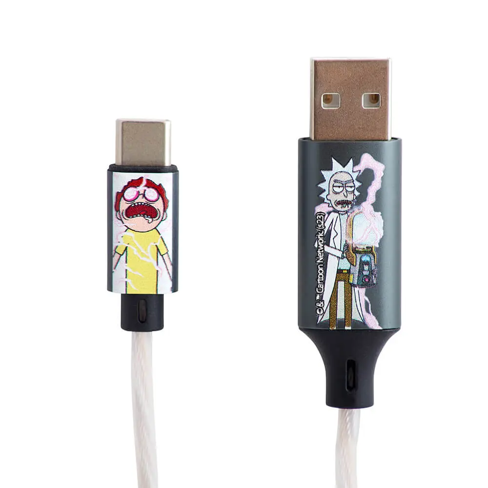 Light Up Kabel USB-A til USB-C 1.2m, Rick and Morty