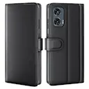 Ægte Læderetui Motorola Edge 50 Fusion Sort
