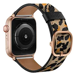 Apple Watch Series 7 45mm Armbånd i ægte læder, Leopard