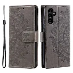 Lærveske Mandala Samsung Galaxy A56 grå